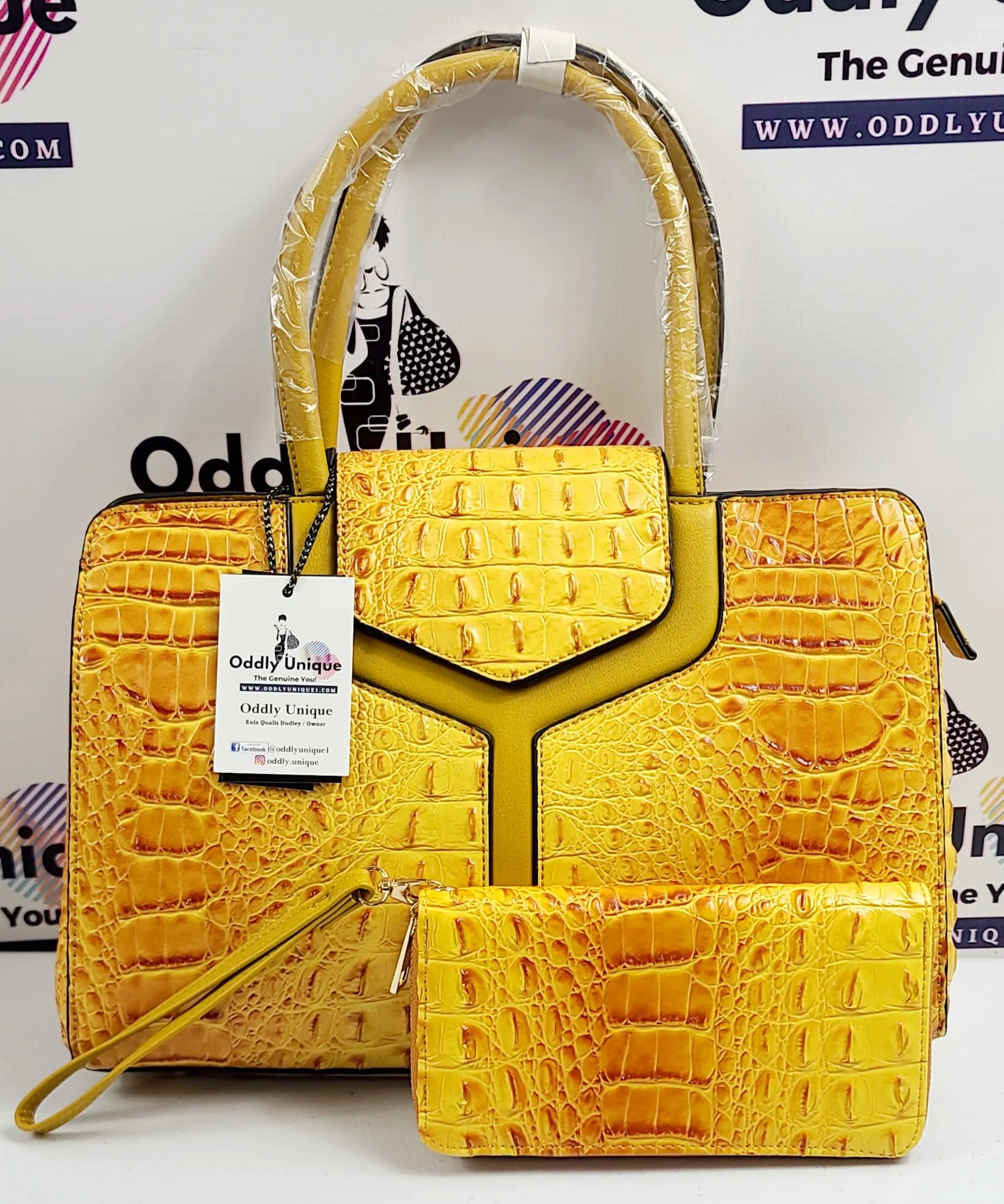 2in1 Croc Flap Satchel Wallet Sets
