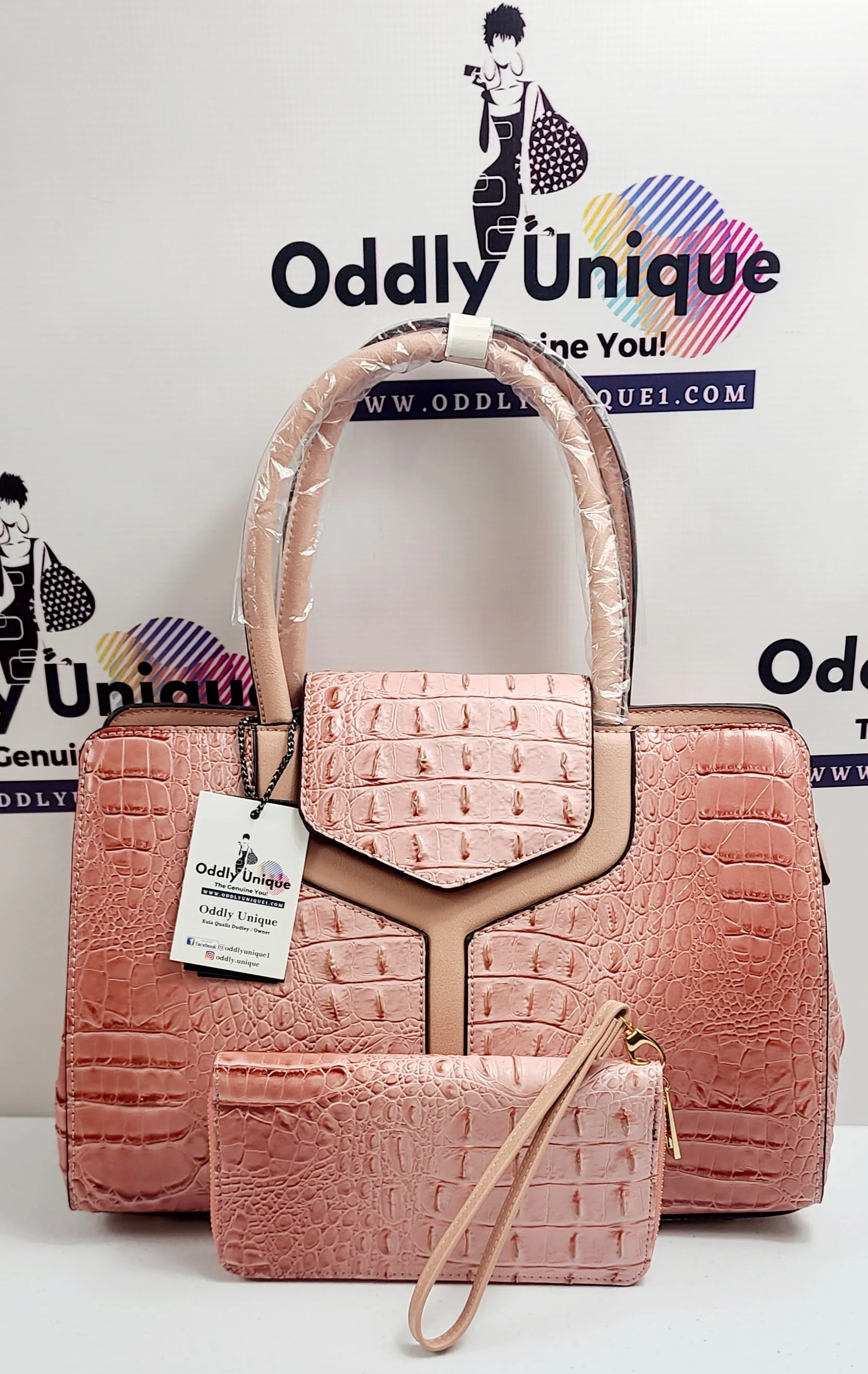 2in1 Croc Flap Satchel Wallet Sets