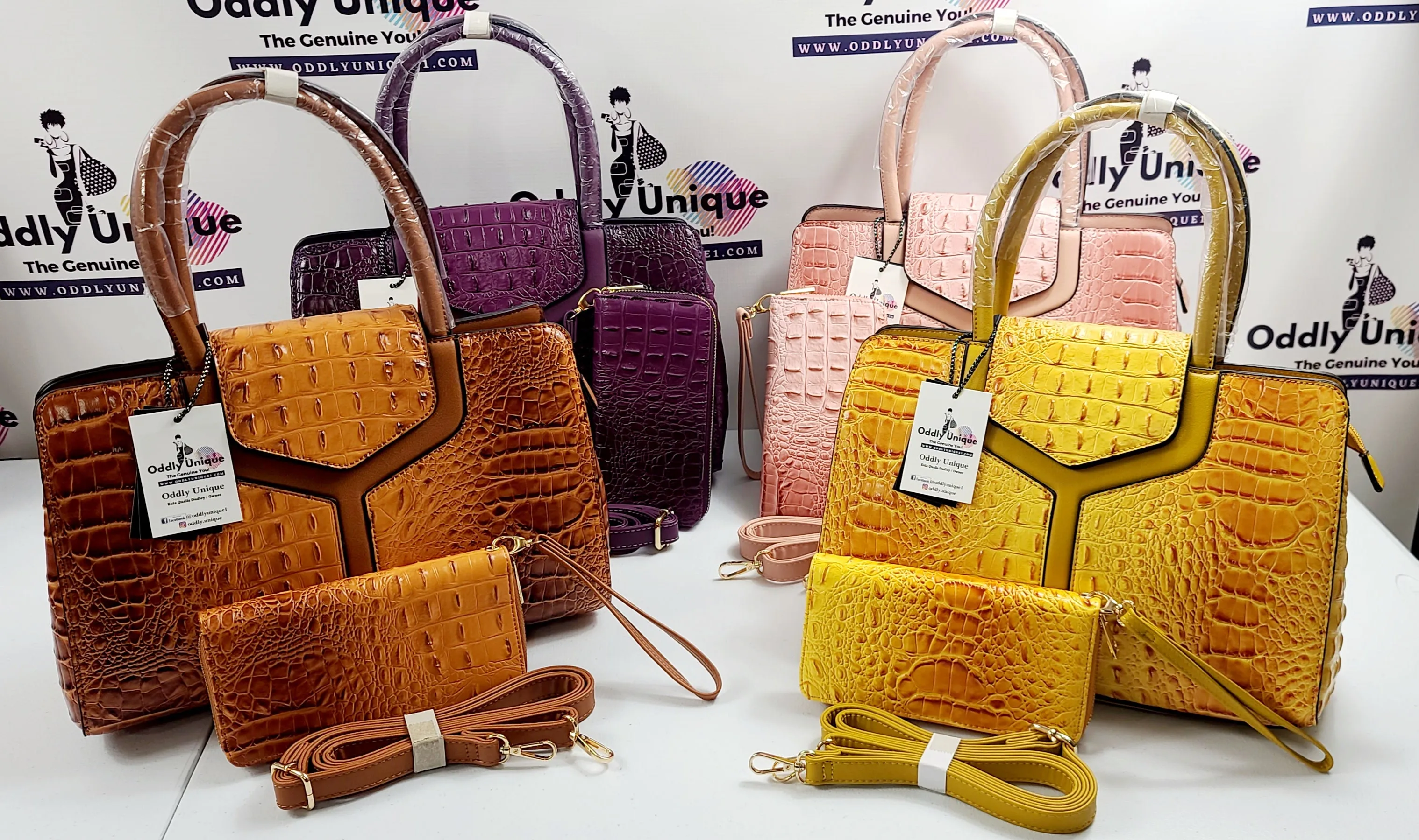 2in1 Croc Flap Satchel Wallet Sets