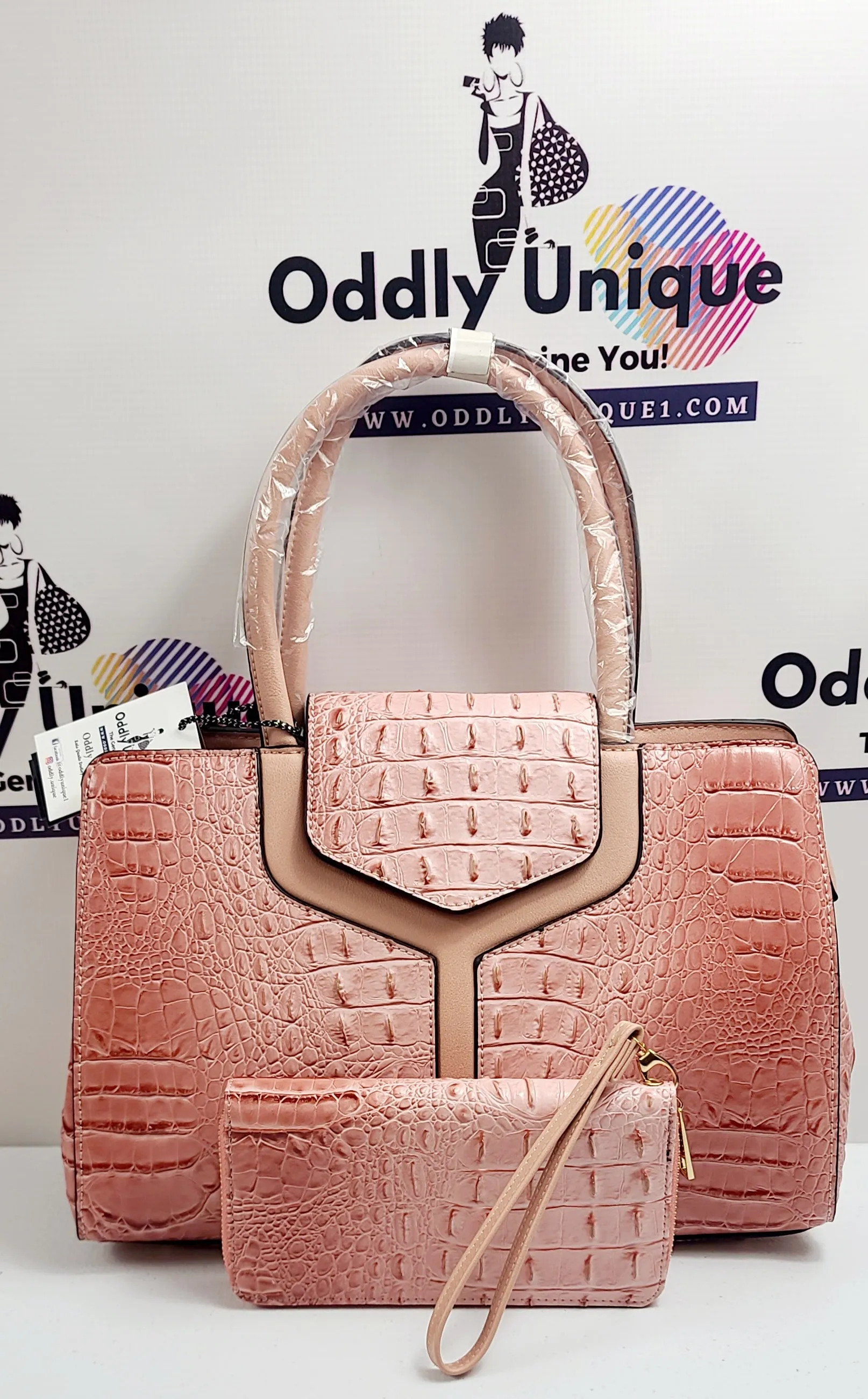 2in1 Croc Flap Satchel Wallet Sets