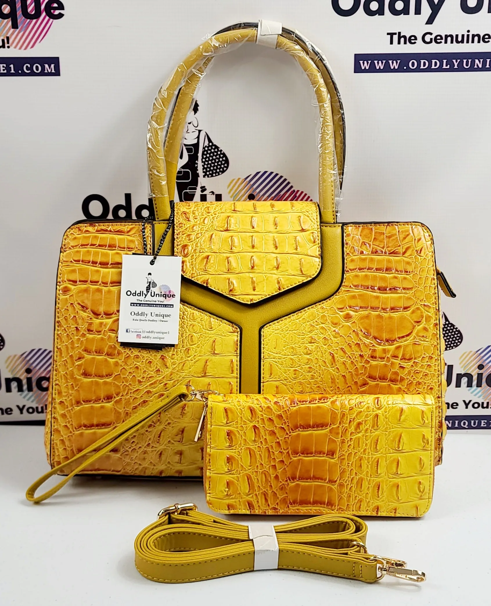 2in1 Croc Flap Satchel Wallet Sets