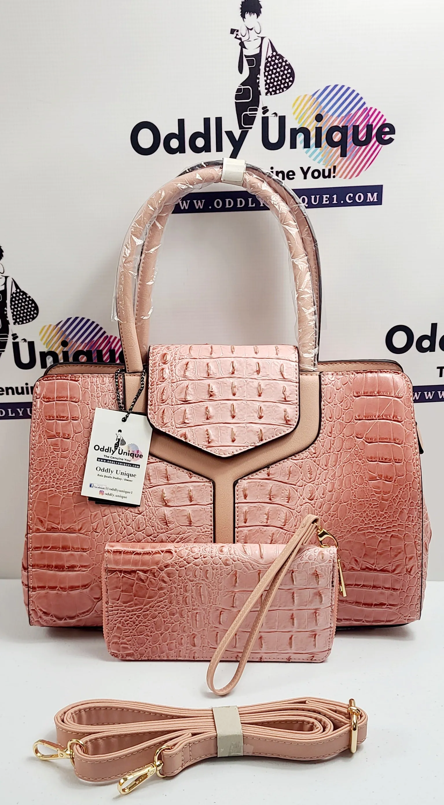 2in1 Croc Flap Satchel Wallet Sets