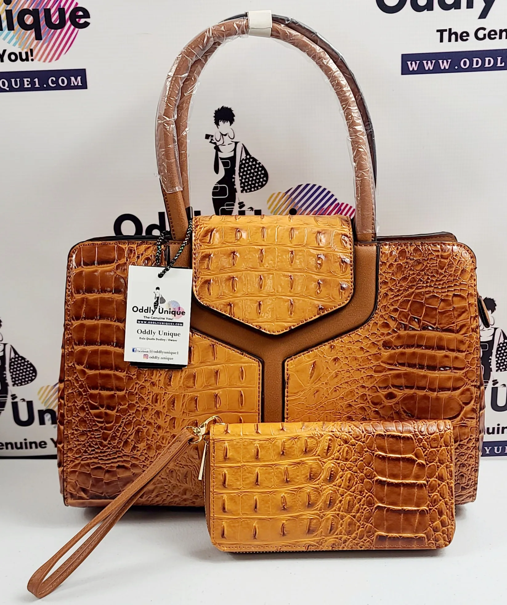 2in1 Croc Flap Satchel Wallet Sets