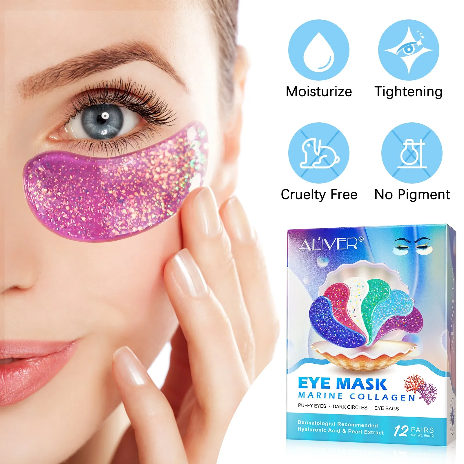 Aliver Natural Marine Collagen Anti Aging Eye Masks