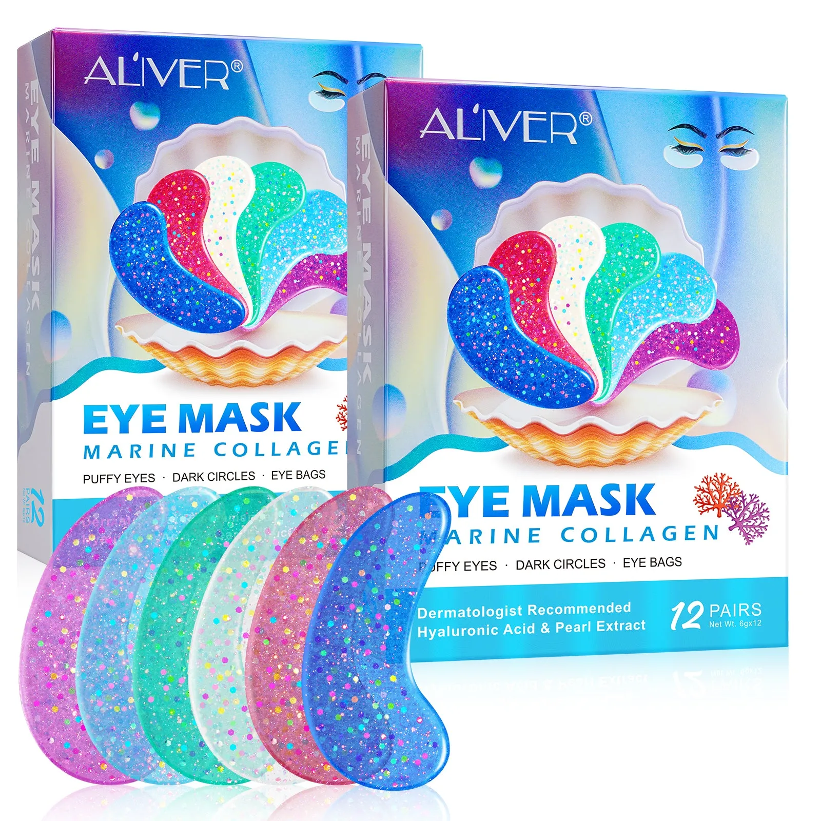 Aliver Natural Marine Collagen Anti Aging Eye Masks