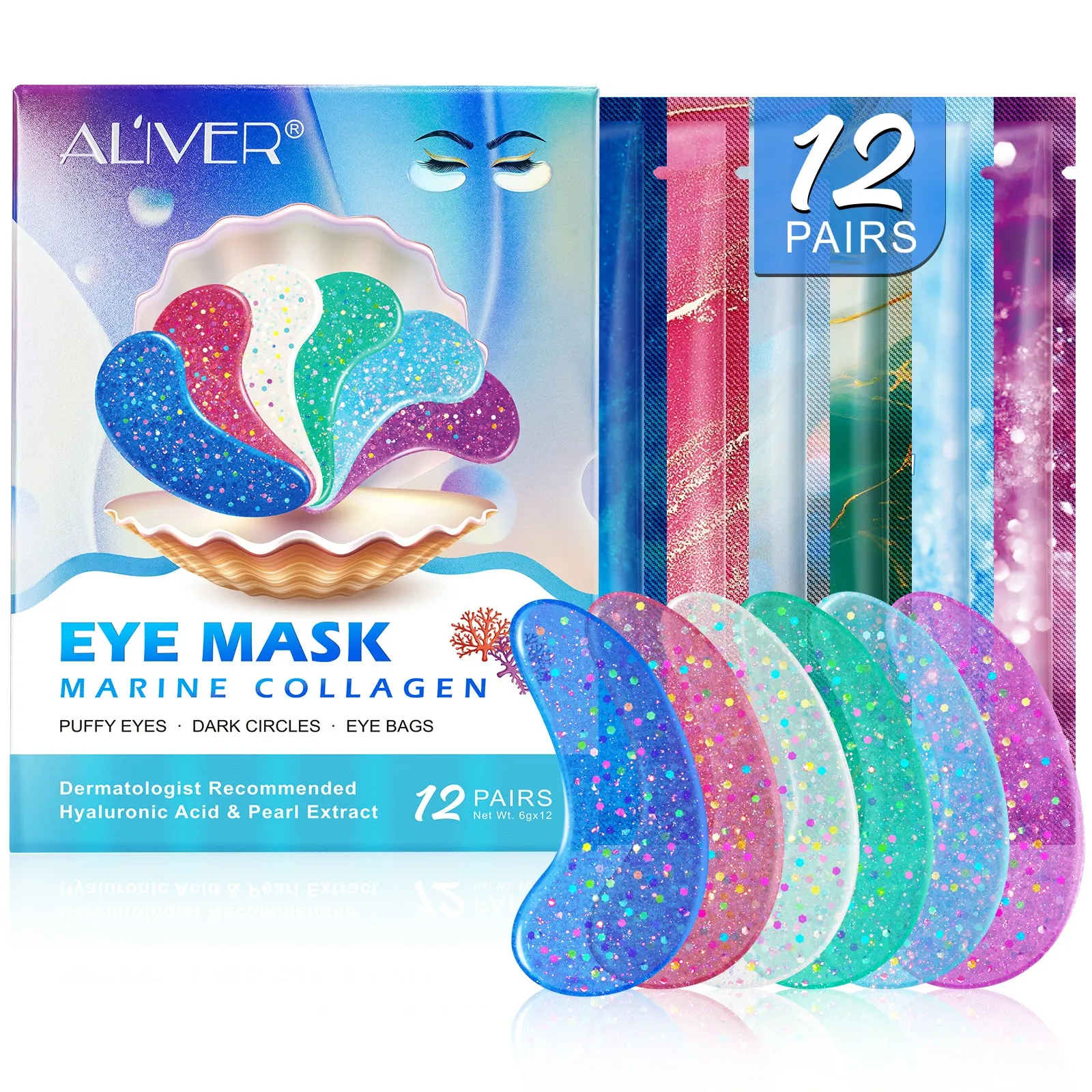 Aliver Natural Marine Collagen Anti Aging Eye Masks