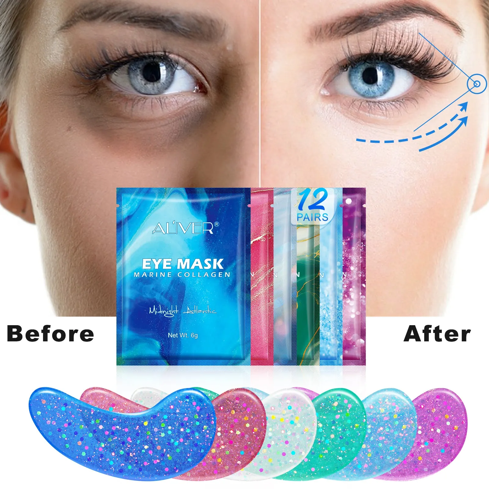Aliver Natural Marine Collagen Anti Aging Eye Masks