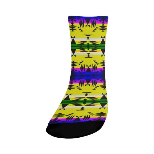 Between the Mountains Greasy Yellow Crew Socks