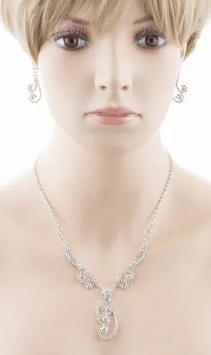 Bridal Wedding Jewelry Set Prom Crystal Rhinestone Elegant Necklace J462 SV