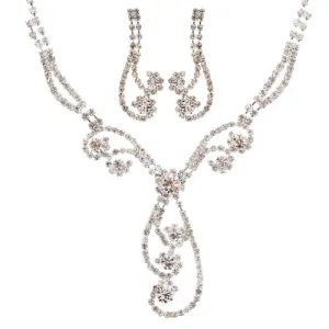 Bridal Wedding Jewelry Set Prom Crystal Rhinestone Elegant Necklace J462 SV