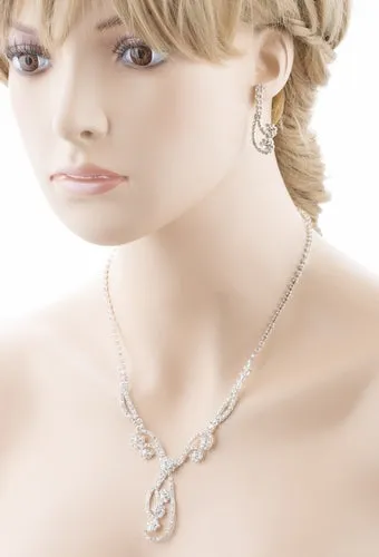 Bridal Wedding Jewelry Set Prom Crystal Rhinestone Elegant Necklace J462 SV