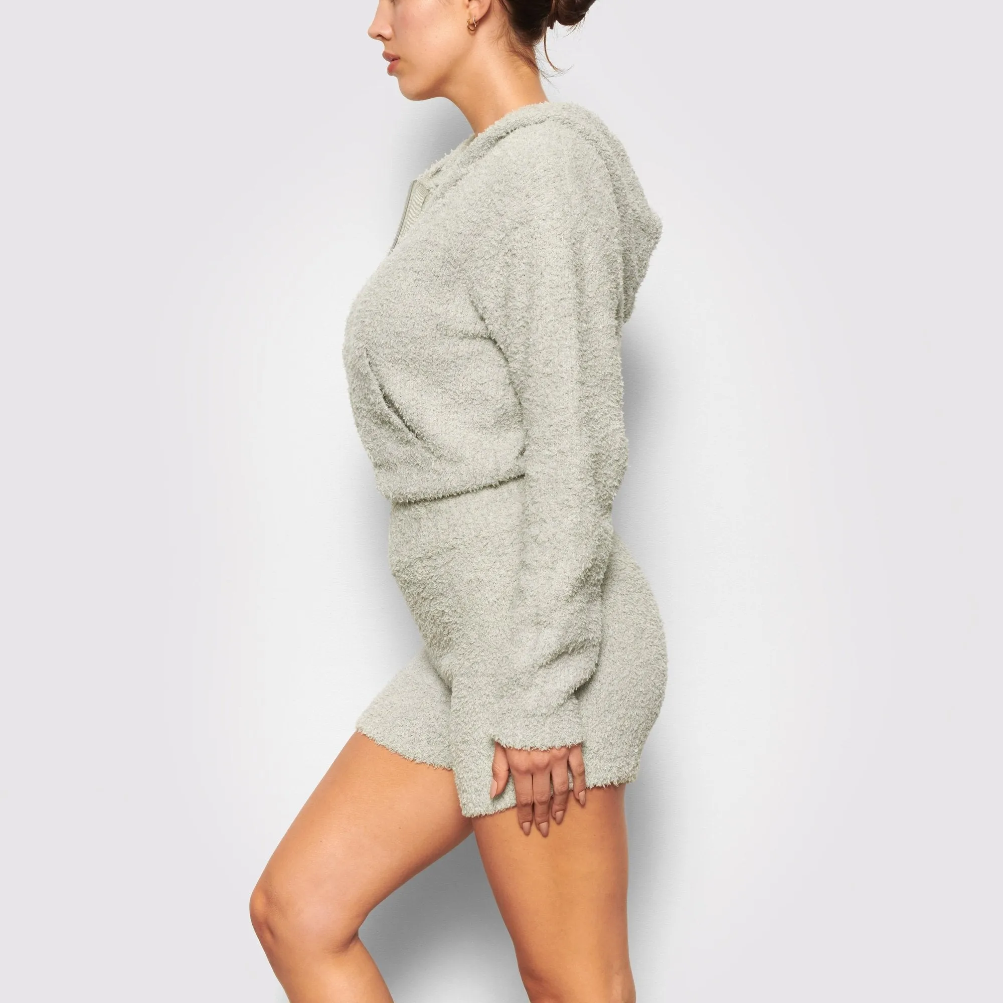 COZY KNIT ZIP UP HOODIE | AQUA