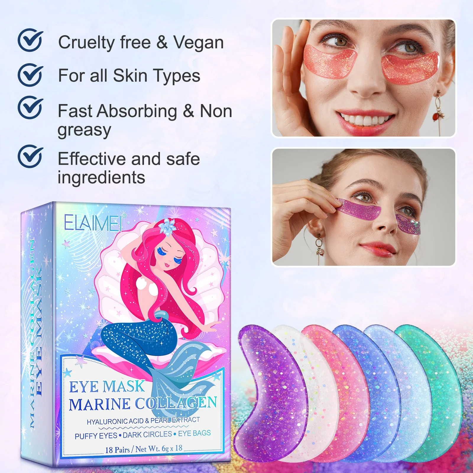 Elaimei Natural Marine Collagen Anti Aging Eye Masks