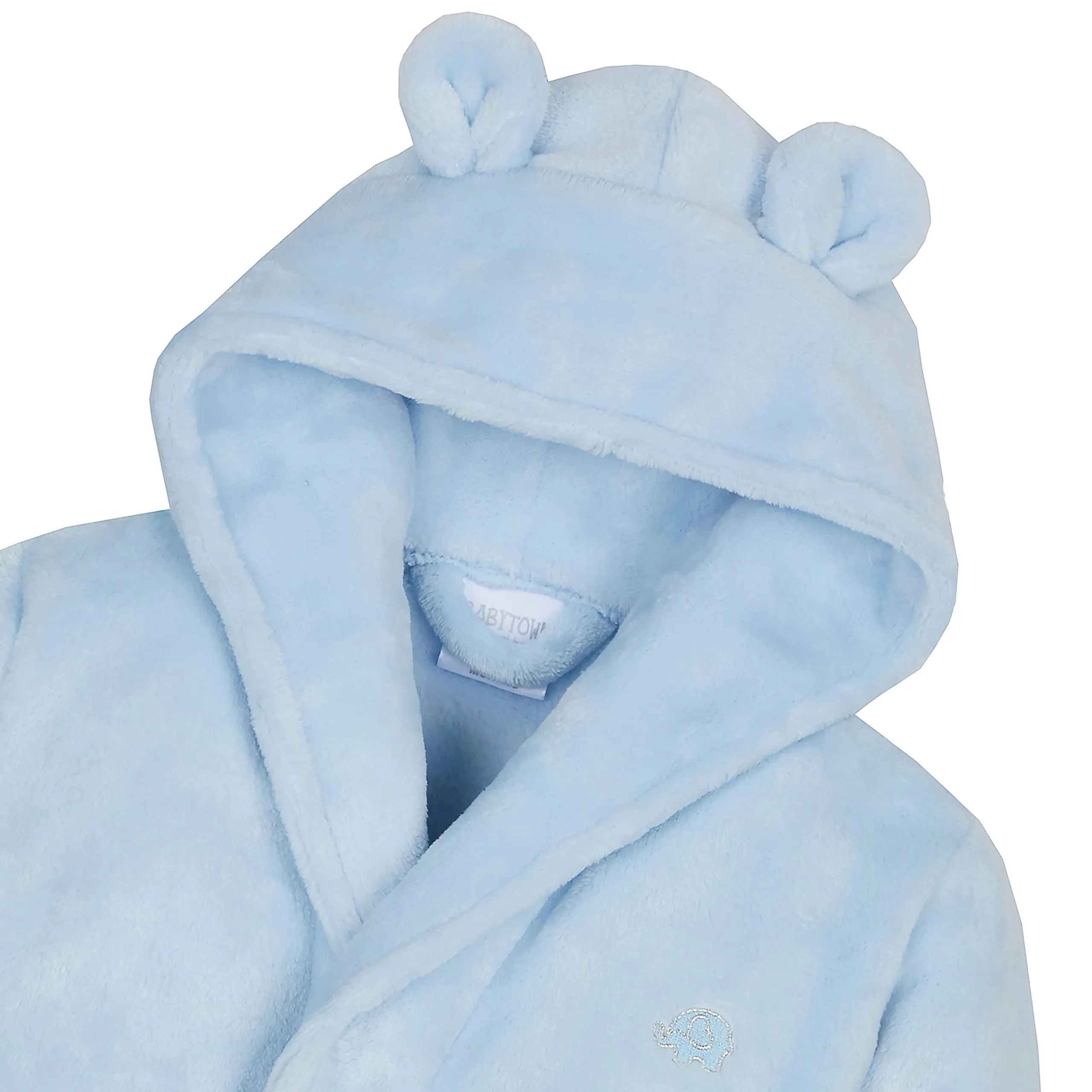 Gembroidery Personalised Baby Bathrobe Hooded Fleece Dressing Gown Super Soft Gifts Bath Robe For Boys Girls Cute Teddy Ears (0-6 Blue)