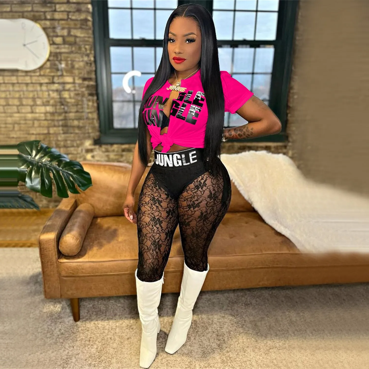 Jungle 2 Piece Leggings Bodycon Set