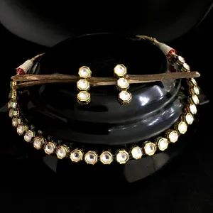 Single Layer Kundan Choker Set With Matching Dangelers