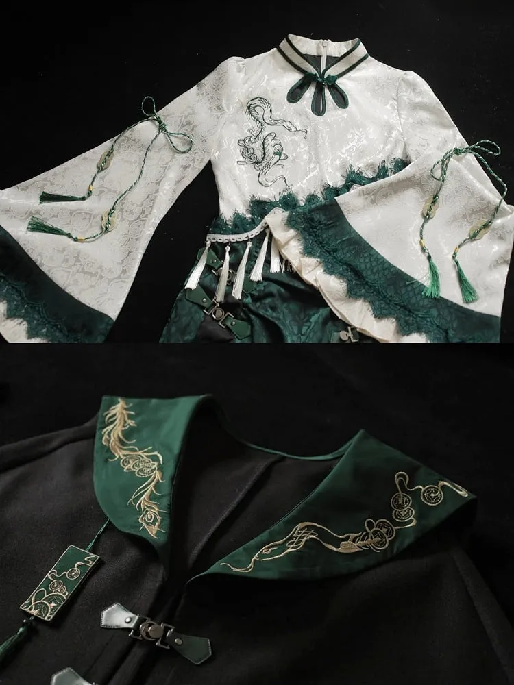 Slythern Black and Green Gothic Robe