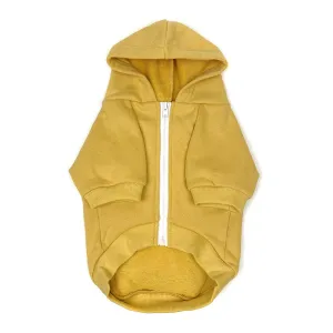 Zip Up Dog Hoodie  - Mustard Yellow: L